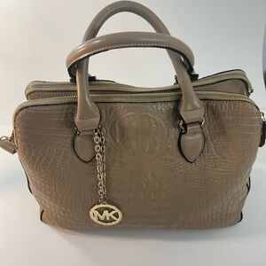Michael Kors Tan Crocodile Embossed Satchel